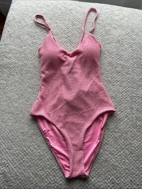 Pink Textured Kids One-Piece Swimsuit
